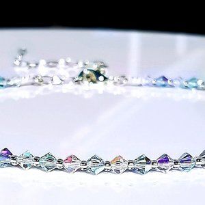 Swarovski Crystal Choker Necklace/ Elegant Aquamarine Beaded Bridal Necklace